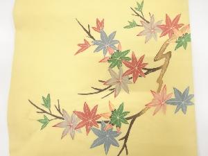 アンティーク　作家物　塩瀬手描き友禅　紅葉模様名古屋帯